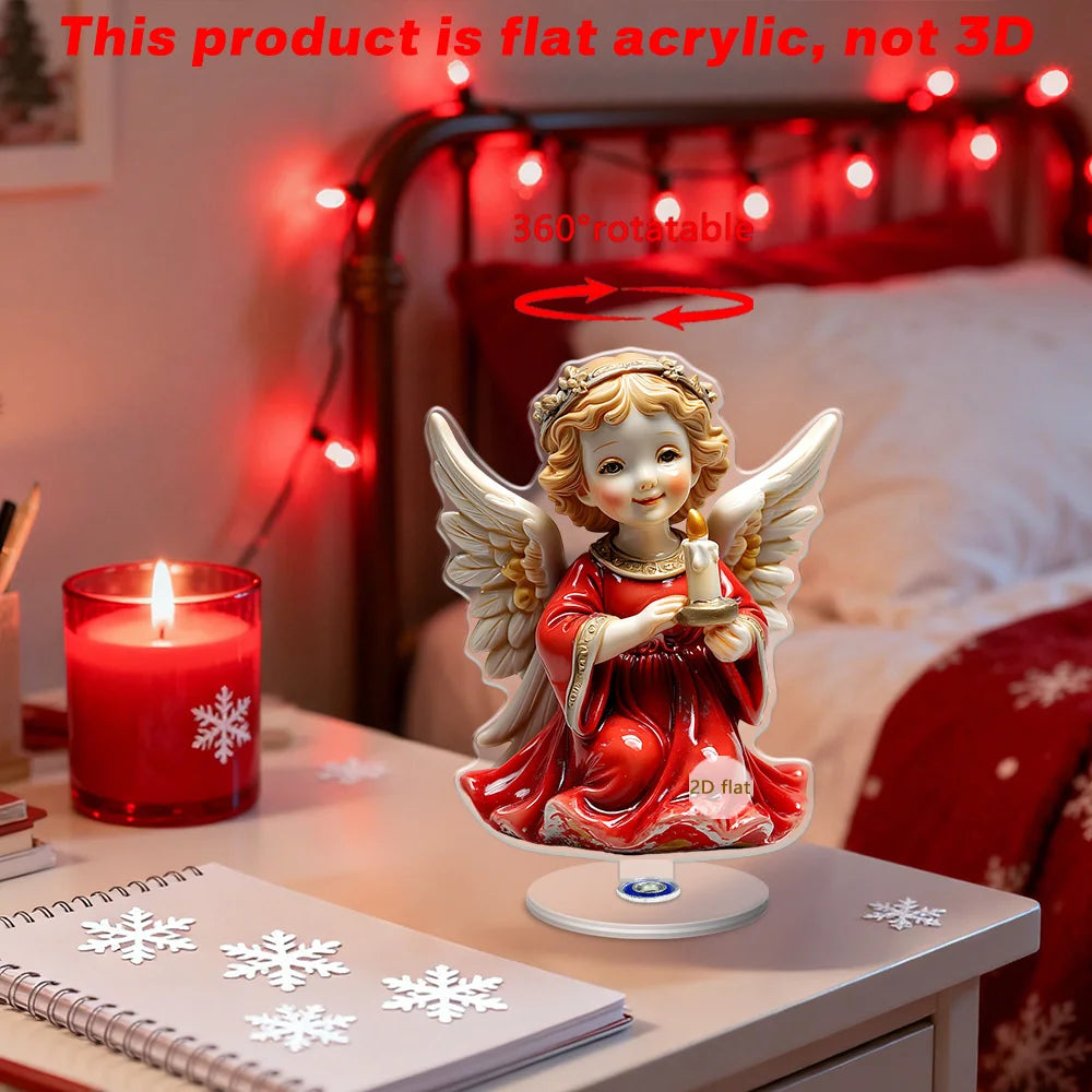 2D Acrylic Angel Figurine, 360-degree Rotatable Tabletop Ornament, Perfect For Christmas Decoration Oasis Select