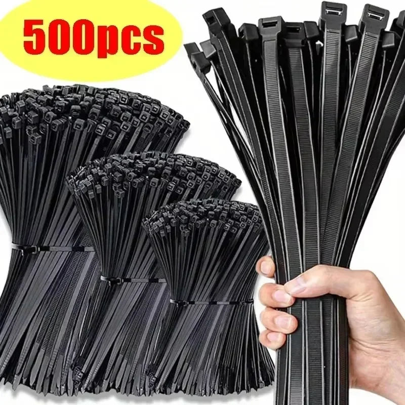 200/100Pcs Nylon Cable Ties Adjustable Self-locking Cord Ties Straps Fastening Loop Reusable Plastic Wire Ties For Home Office Oasis Select