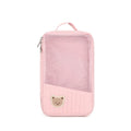 Cute Cartoon Bear Quilted Storage Bag Vertical Stripe Portable Travel Organizer for Baby Clothes Underwear Cosmetics Oasis Select Pink