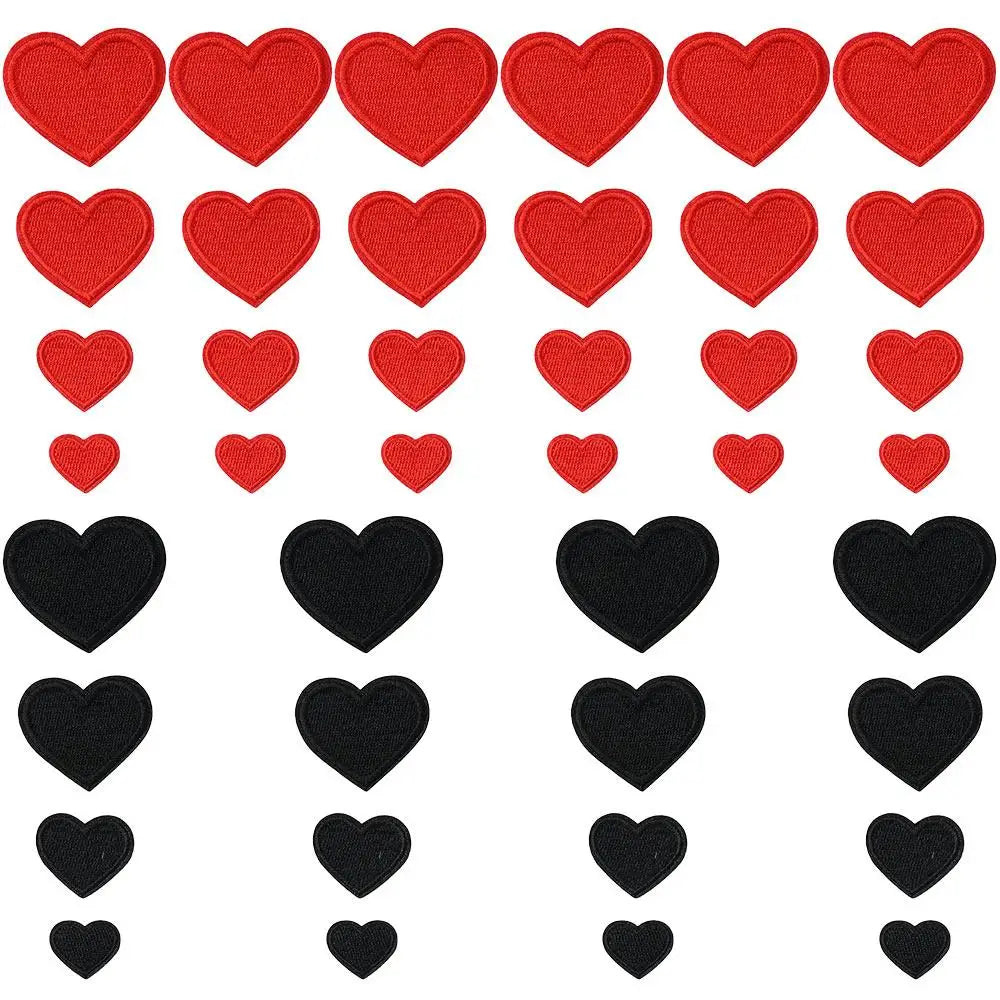 Heart Shape heart patches Red Black embroidered sew on patches heart Mini Heart 4 Sizes iron on heart patches for clothing Oasis Select multicolor