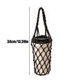 Water Bottle Bag Hand Woven Mesh Bag Reusable Hollow Out Water Cup Bag Handheld Kettle Bag for Camping Hiking Picnic Travel Oasis Select Black