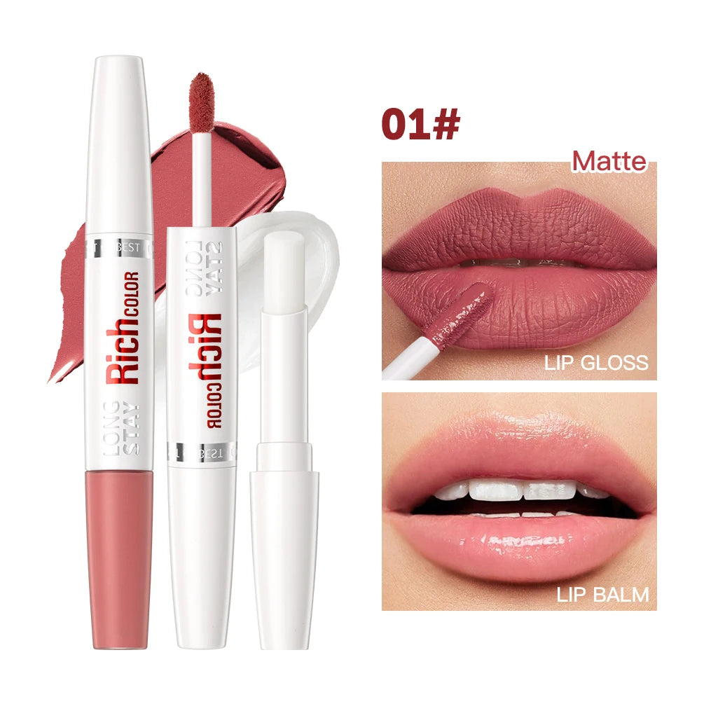 QiBest 8-Color Matte Liquid Lipstick & Hydrating Lip Balm Duo
