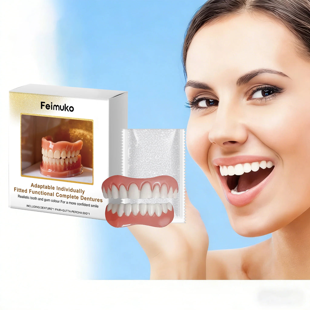 FEIMUKO Silicone Denture Reline Kit – Temp Upper & Lower Teeth Silicone Denture Kit Oasis Select