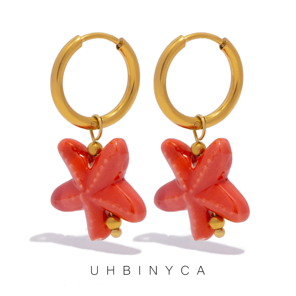 UHBINYCA Ceramic Dopamine Earrings for Women, Colorful Vibrant Pendant Youthful Hypoallergenic Stainless Steel Jewelry Gift Oasis Select