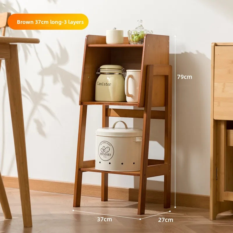 Kitchen rack Floor-to-ceiling multi-layer locker Edge storage cabinet Household multi-functional narrow gap crevice frame Oasis Select Brown small