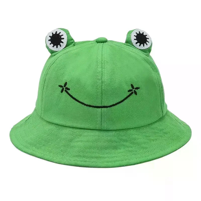 Women's New Frog Bucket Hats Summer Outdoor Cotton Wild Panama Fishing Sun Protection Sunscreen Casual Bob Caps Oasis Select