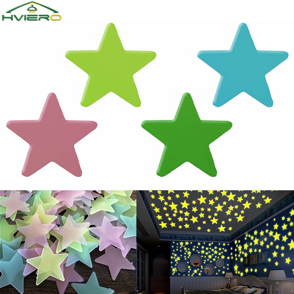 50 Pcs Glow in the Dark 3D Star Wall Stickers for Kids Rooms