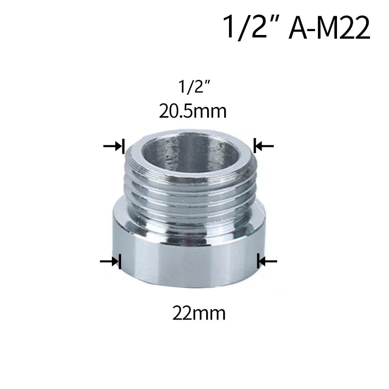 Water Faucet Coupler 1/2 To M16 M18 M20 M22 M24 M28 M32 Thread Connector Conversion Tap Adapter Fitting Bubbler Kitchen Bathroom Oasis Select A-M22