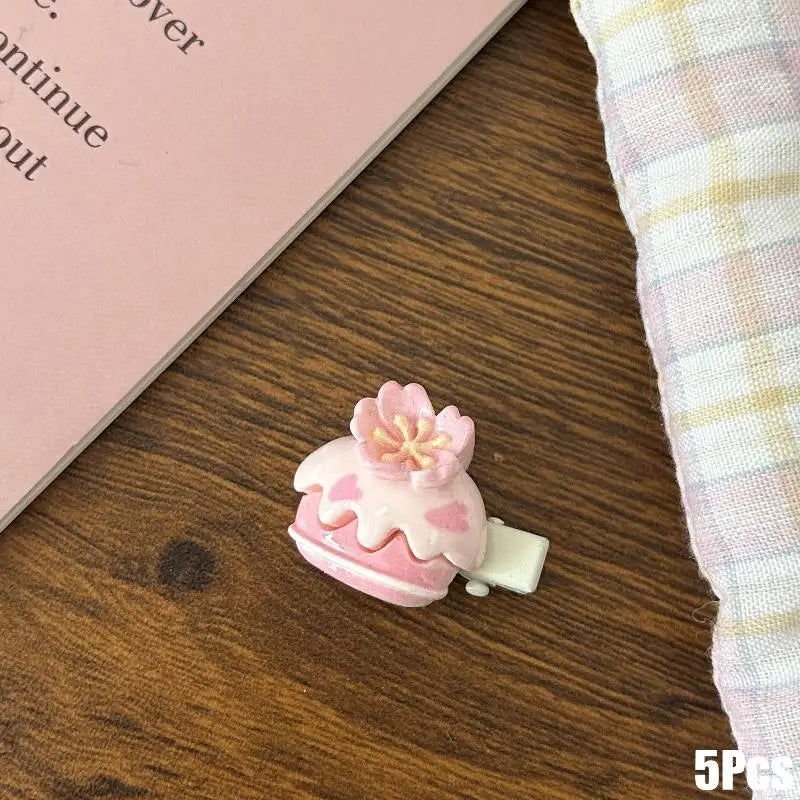 Cherry Blossom Resin Hair Clips Women Girls | 5/6 Pcs Set Resin Hair Clips Oasis Select A5