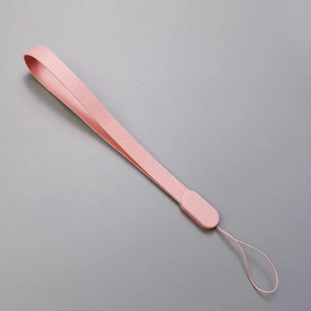 Mobile Phone Lanyard Short Wrist Strap Simple Leather Fashion Tag Chain Bag Accessories Pendant Phone Universal Anti Lose Strap Oasis Select pink