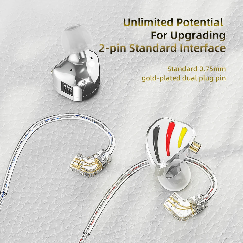 QKZ Earphones HIFI Monitoring Vocal 3-Level Tuning Switch Metal Heavy Bass Earbuds Dynamic Sport Music Headsets D-Fi Castor Oasis Select