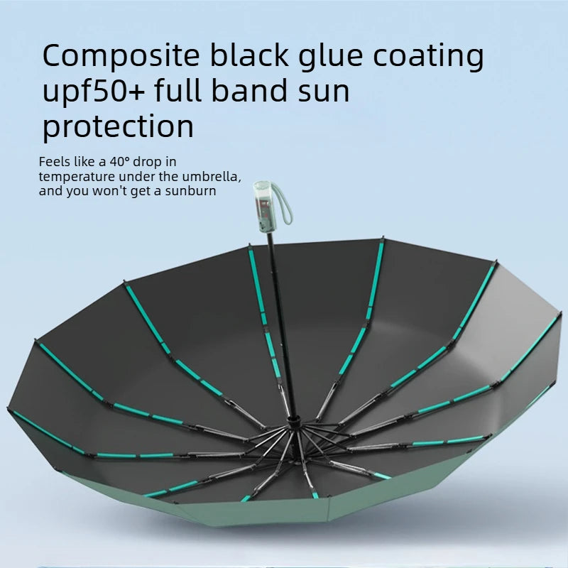 Wind Resistant Automatic Umbrella Foldable Sun Rain Accessory Thickened Durable Design Portable UV Blocking Parasol Oasis Select