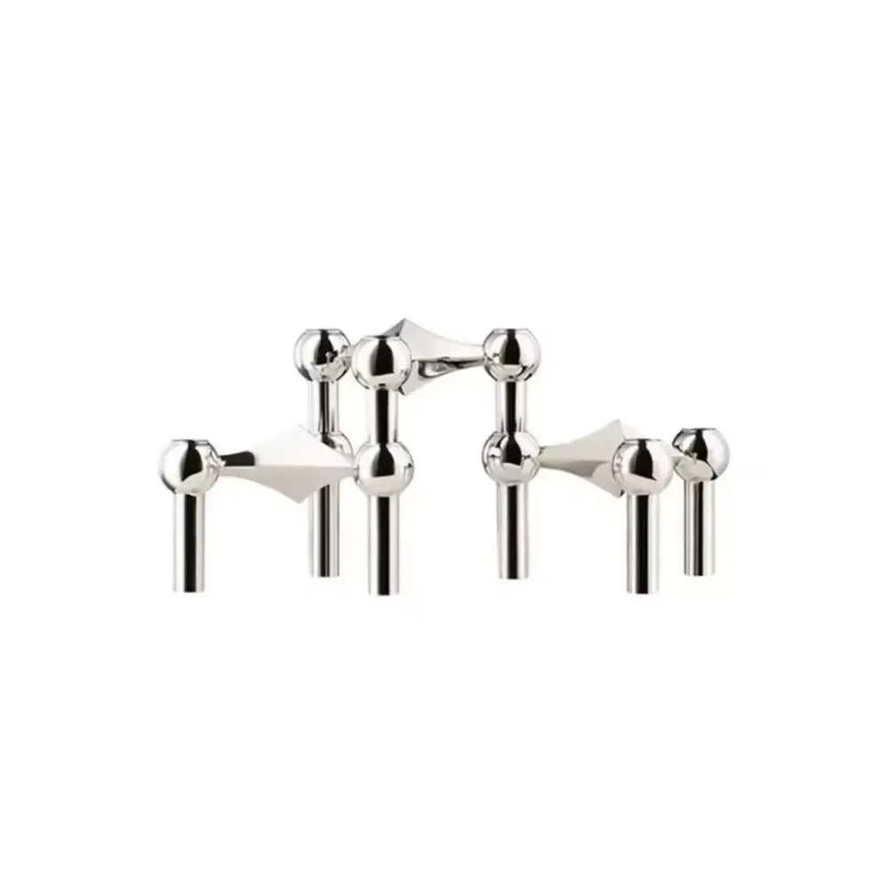 Modular Metal Candle Holder Interconnectable Geometric Candelabra for Stick Skinny Home Dining Table Decor Wedding Centerpiece Oasis Select 3PCS Silver