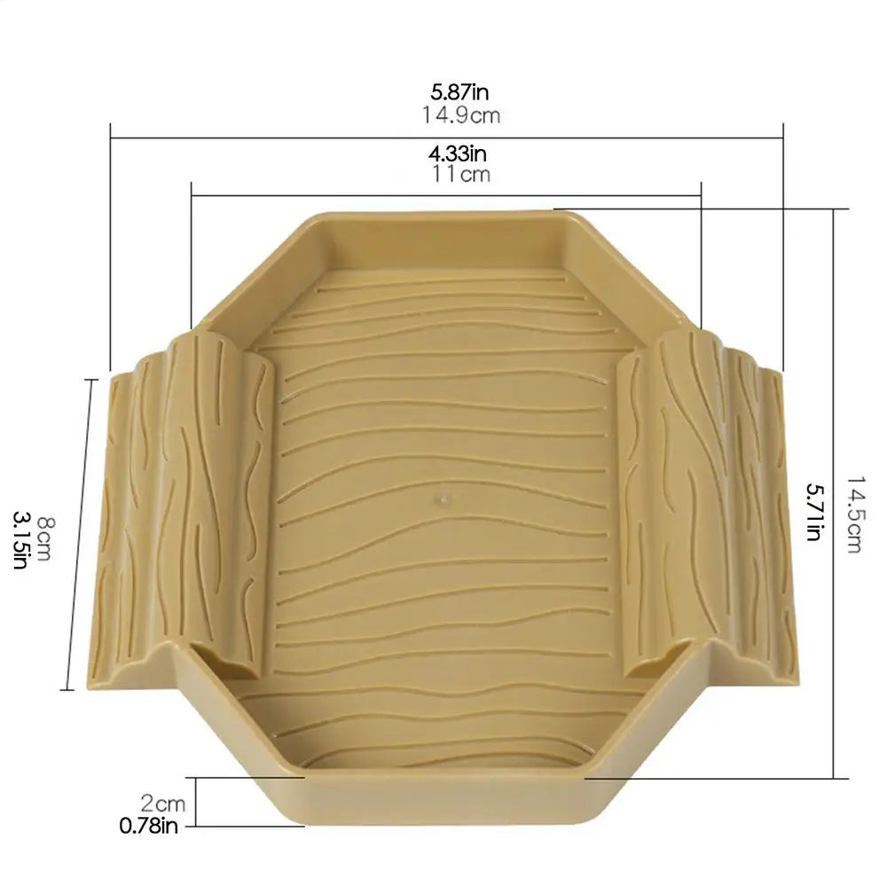 Tortoise Water Dish Anti-Slip Reptile Pool Dish Decorative Turtle Bath Tub with Ramp for Tortoise Snake Gecko Tank Accessory Oasis Select Beige yellow