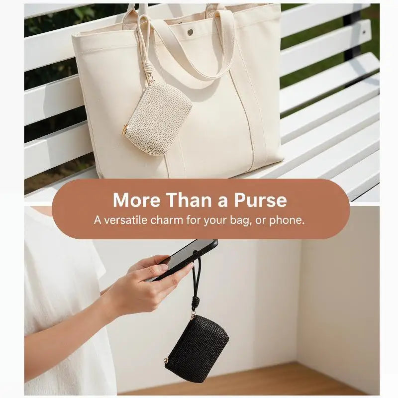 Straw Mini Coin Purse – Zipper Wallet & Card Holder for Women