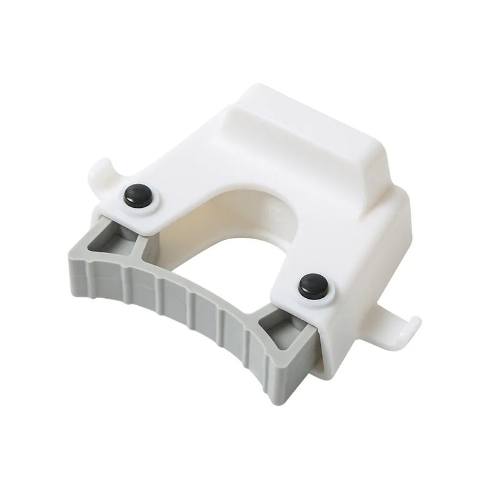 Punch-Free Wall-Mounted Mop Holder Rack with Hook | ABS Clamp Mop Holder Rack Oasis Select white-gray