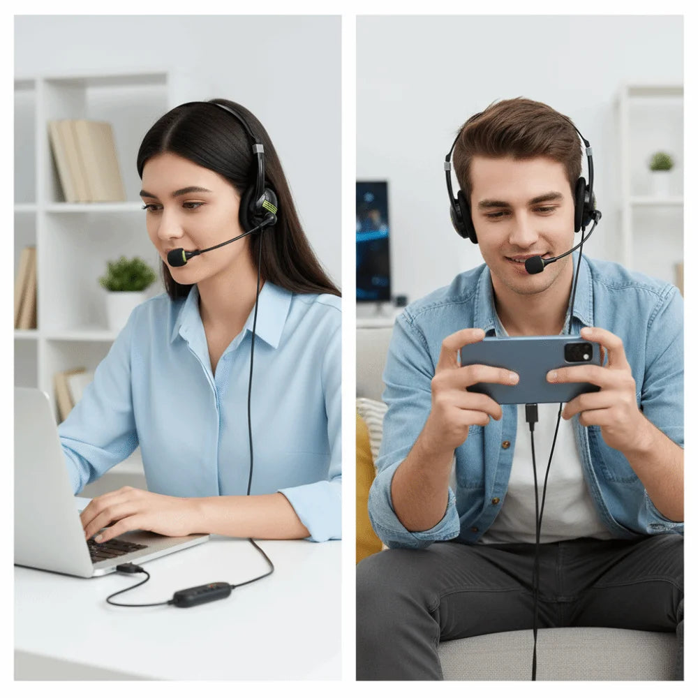 Bluetooth USB Headphones Noise Cancelling Wired Wired Headset USB Physical Noise Reduction Noise Cancelling Headphones Oasis Select
