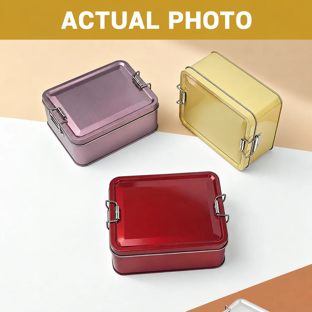 Rectangular Tinplate Storage Box with Lid & Buckle | Gift Tin