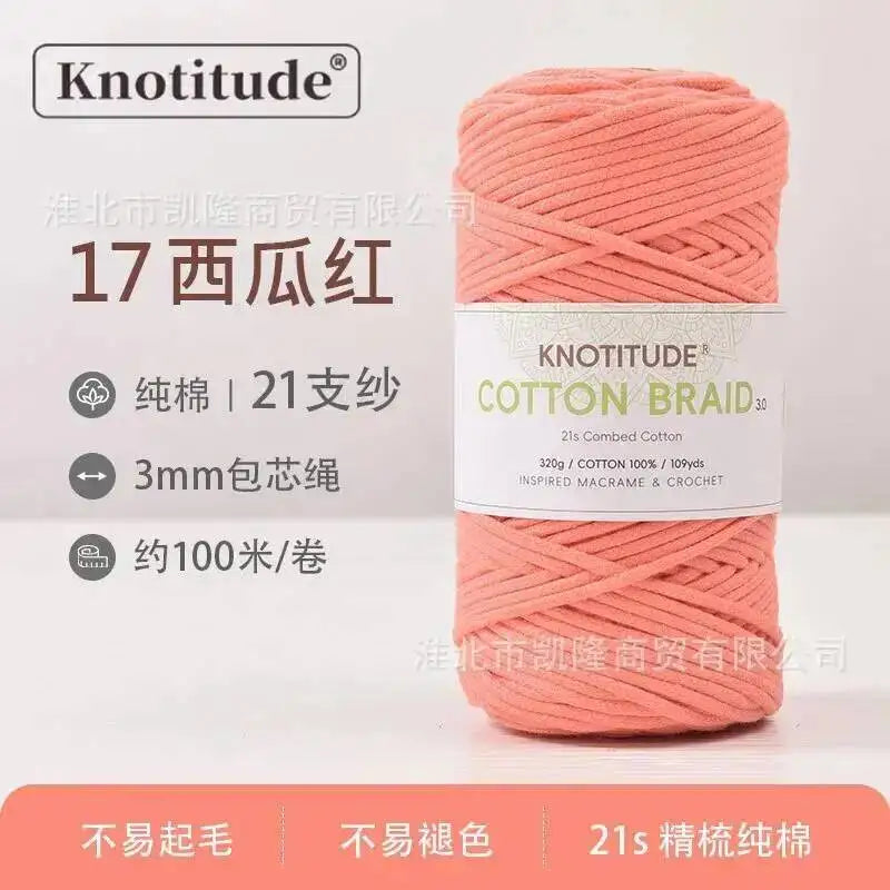Macrame Braid Cotton Cord 109Yards Pure Rope Bracelet Knots DIY Craft