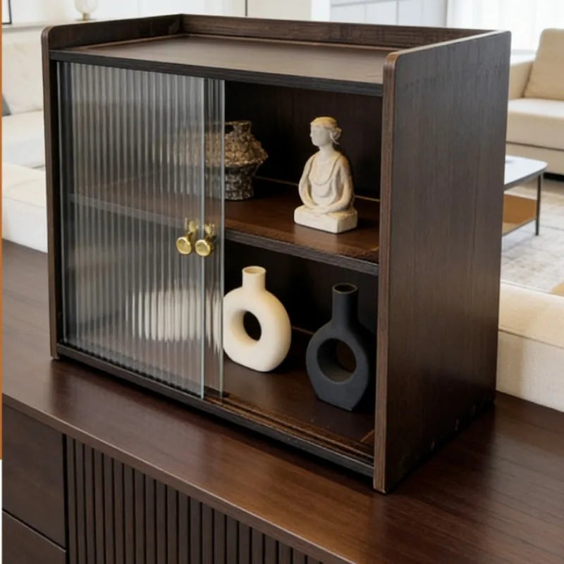 Premium desktop storage rack, no punching cup holder ornament with sliding door, living room finishing dust locker Oasis Select