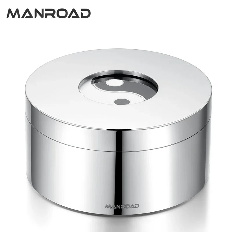 304 Stainless Steel Ashtray with Cover High-end Atmosphere Office Home Living Room Fully Sealed Anti-fly Ash Anti-odor Ashtray Oasis Select Glossy YB002