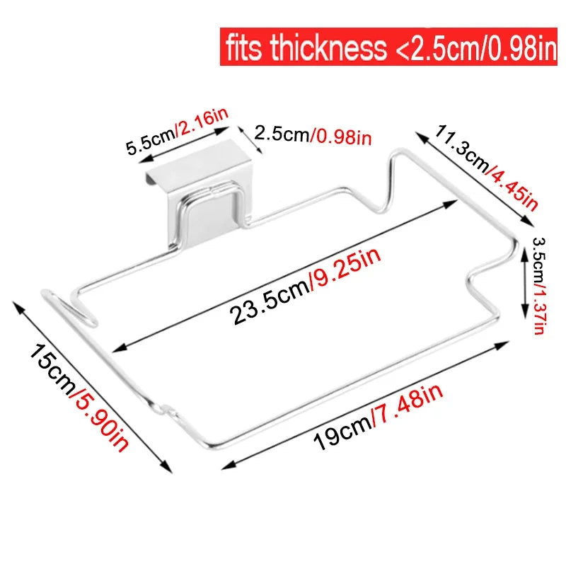 Stainless Steel Cabinet Door Trash Bag & Towel Organizer Cabinet Door Organizer Oasis Select Silver
