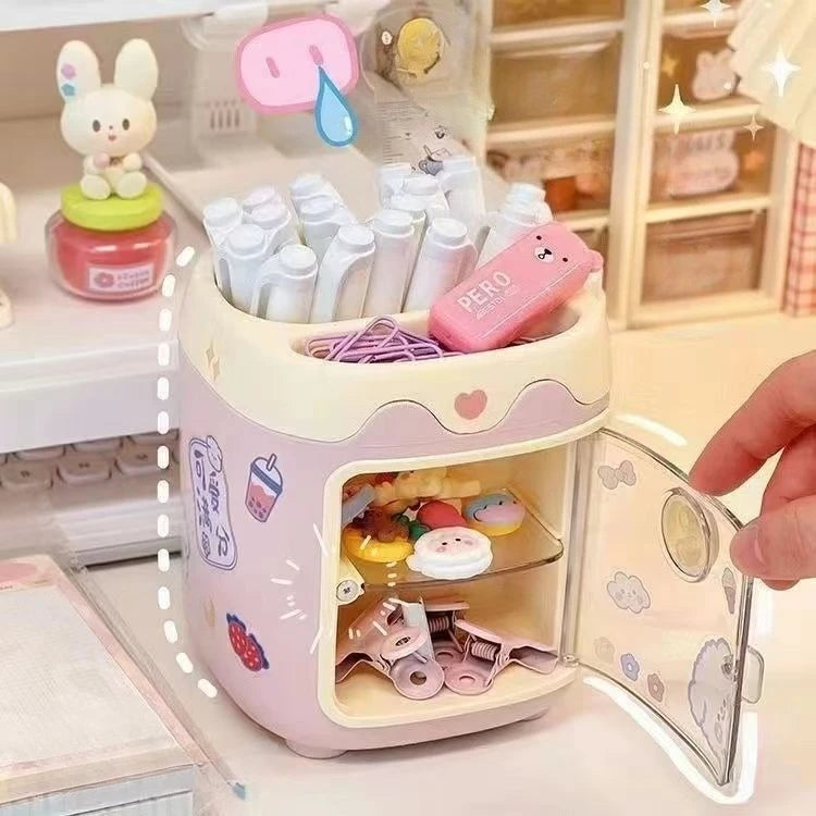 Cute cute pig pen holder student large-capacity desktop storage bucket girl children's stationery storage container wholesale Oasis Select