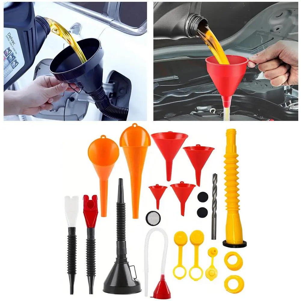 Fueling Funnel Set Plastic Oil Funnel With Nut Retractable Pipe For Car Motorcycle Home Kitchen Function Plastic Funnel Oasis Select Default Title