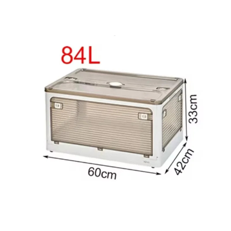 Large Capacity Storage Box with Lid Toys Books Food Sundries Organizer Foldable Car Storage Bin Closet Clothes Container Outdoor Oasis Select White 84L
