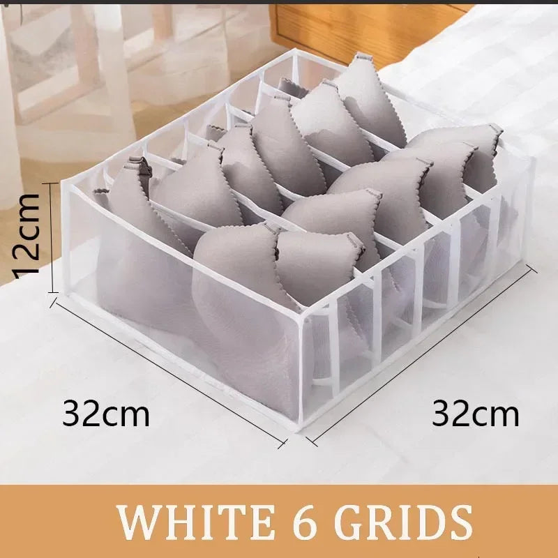 Folding Storage Pouch Laundry Organizer in The Closet Underwear Drawers Storage Bedroom Cabinet Socks Bra Storage PantsOrganizer Oasis Select white 6 girds