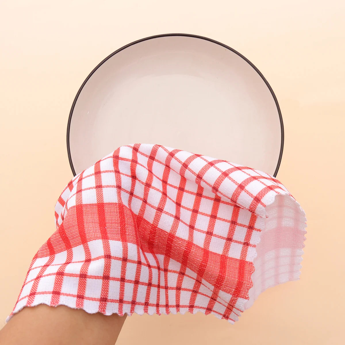 6pcs/12pcs Modern Printed Checkered Dish Towels, Scouring Pads, Kitchen Towels, Super Soft with Strong Absorbency Kitchen Towels Oasis Select