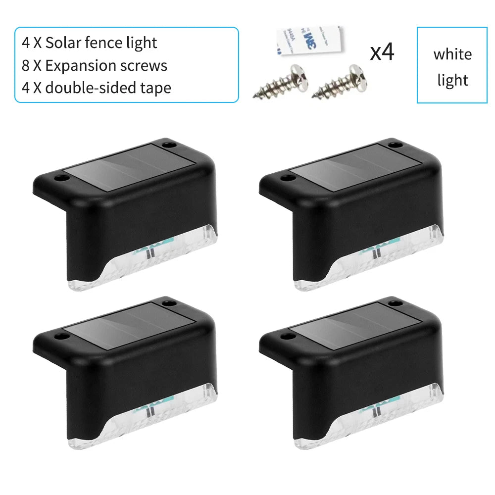 Mini Solar LED Deck Lights Garden Step Sun Power Waterproof Lamp Outdoor Balcony Fence Stairs Decoration Small Night Light Oasis Select white light 4PCS
