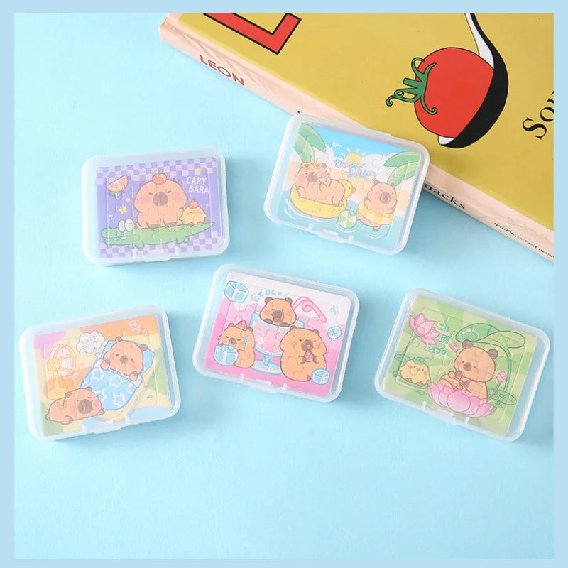 5-100PCS Cartoon Animal Capybara Paper Jigsaw Puzzles Educational Toy for Kids Birthday Party Favors School Prizes Oasis Select