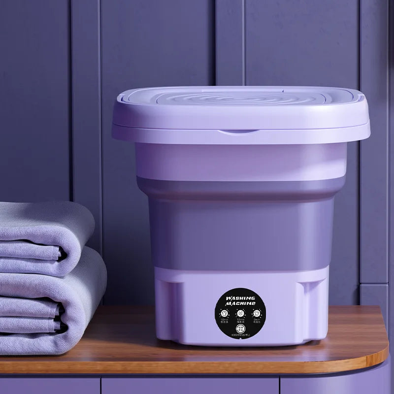 8L Foldable Washing Machine Portable Socks Underwear Panties Retractable Household Washing Machine 3 Models With Spinning Dry Oasis Select Purple EU
