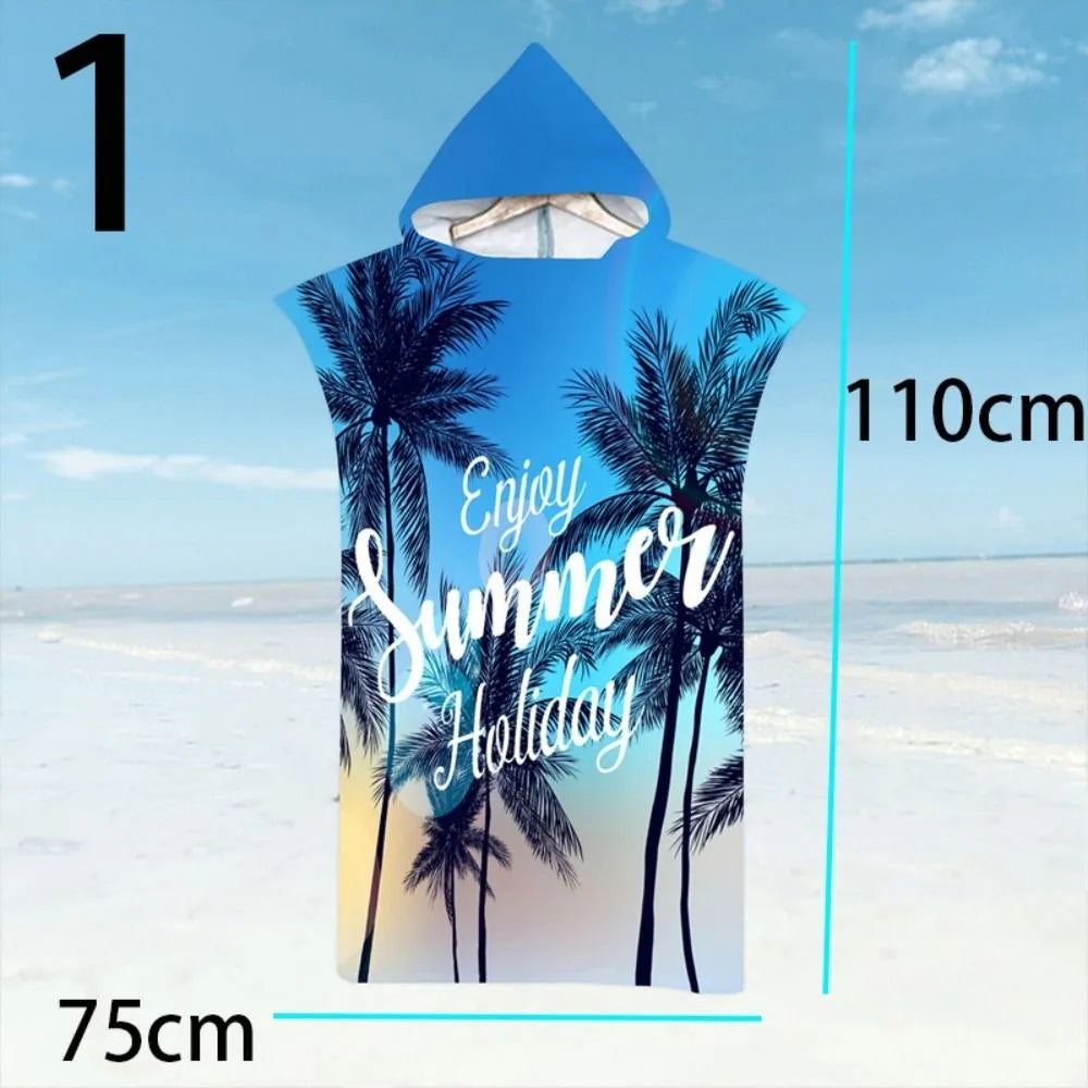 Surf Poncho Microfiber Beach Towel Fabric Quick Dry Bath Towel Absorbent Hooded Swimming Bathrobe Adult Oasis Select 1