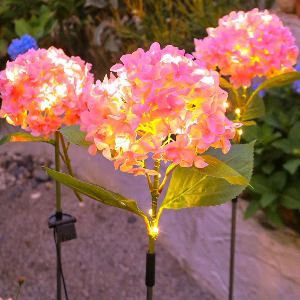 LED Simulation Hydrangea Solar Ground Insert Light Outdoor Waterproof Garden Lawn Light Solar Garden Light Oasis Select