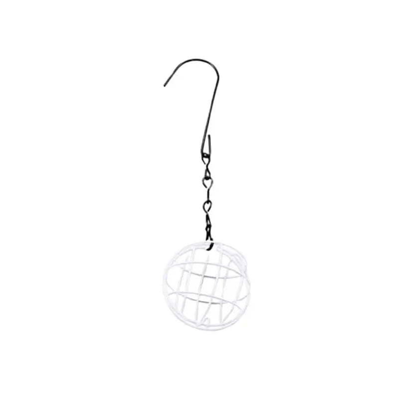 Metal Suet Ball Bird Feeder With Hanging Chain Squirrel Proof Outdoor Garden Birds Hummingbird Feeders Ball Shape Grass Feeder Oasis Select White