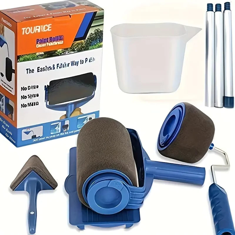 Multifunctional Paint Roller and Angle Brush Handle Set Wall Painting Tool Kit DIY Household Easy To Use Paint Brush Roller Oasis Select 8PCS Set