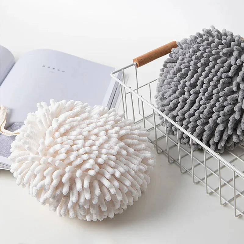 1/2/3pcs Chenille Hand Towels Kitchen Bathroom Hand Towel Ball with Hanging Loops Quick Dry Soft Absorbent Microfiber Towels Oasis Select