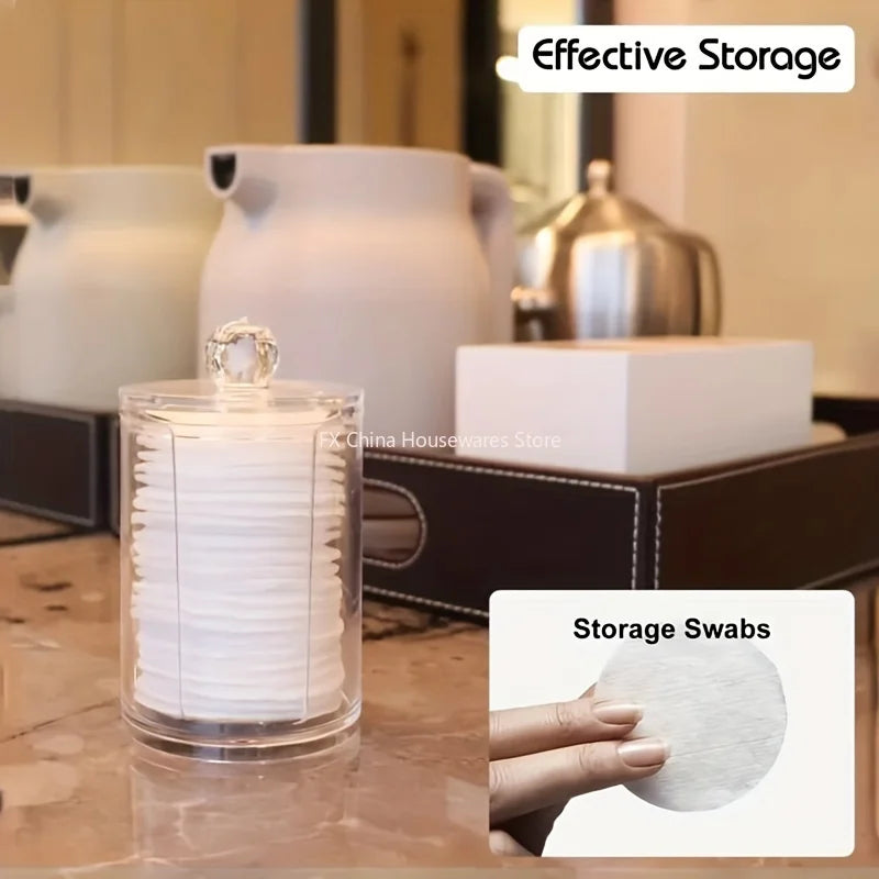 1/2 Pcs Makeup Organizer Round Clear Acrylic Makeup Organizer Makeup Cotton Pad Swab Holder Cotton Pad Organizer Box Makeup Pads Oasis Select