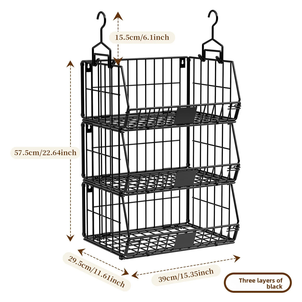 Wardrobe Storage Rack Suspended Layered Shelf Clothes Bags Organizing Basket Foldable Disassembly Storage Basket Oasis Select Black three layers