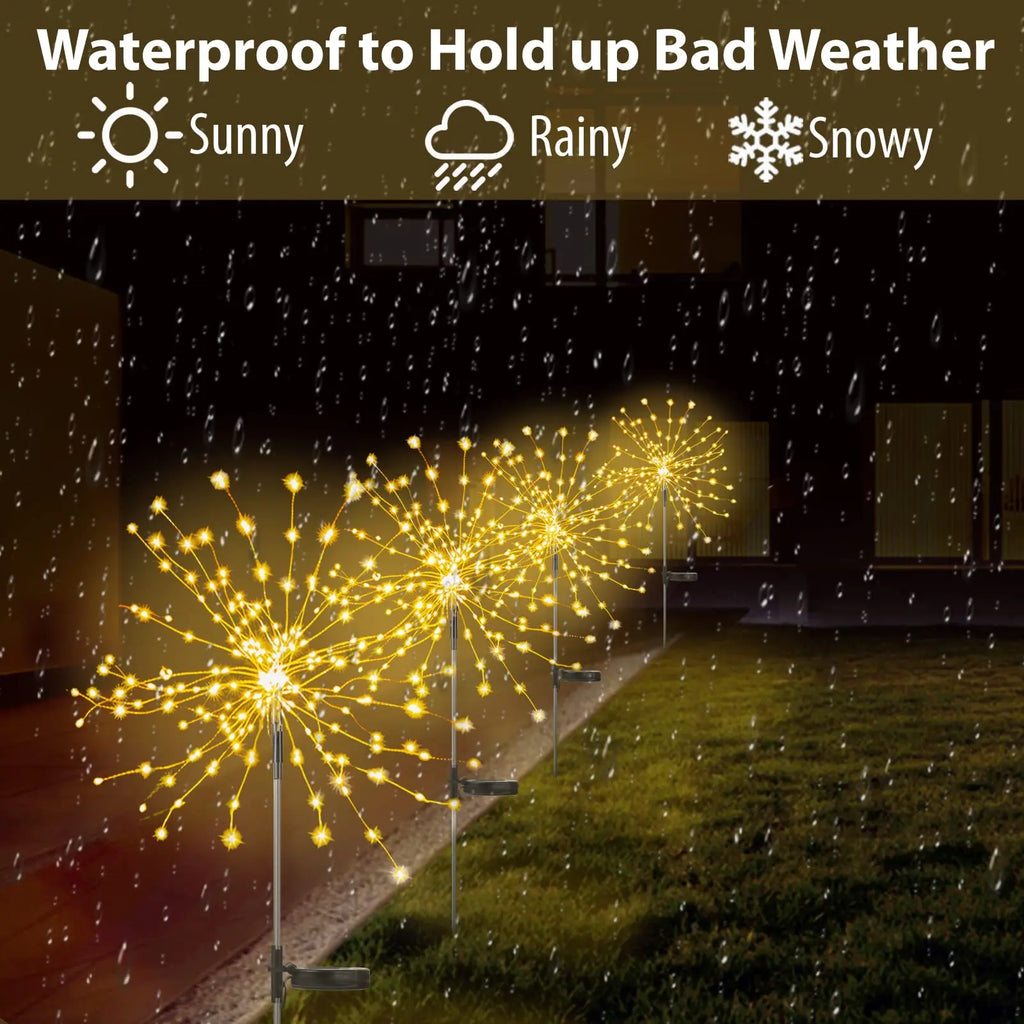 1~4PCS LED Solar Power Firework Lights Garden Decoration Fairy Lamp Waterproof Outdoor Dandelion Lawn Light Patio Garden Decor Oasis Select