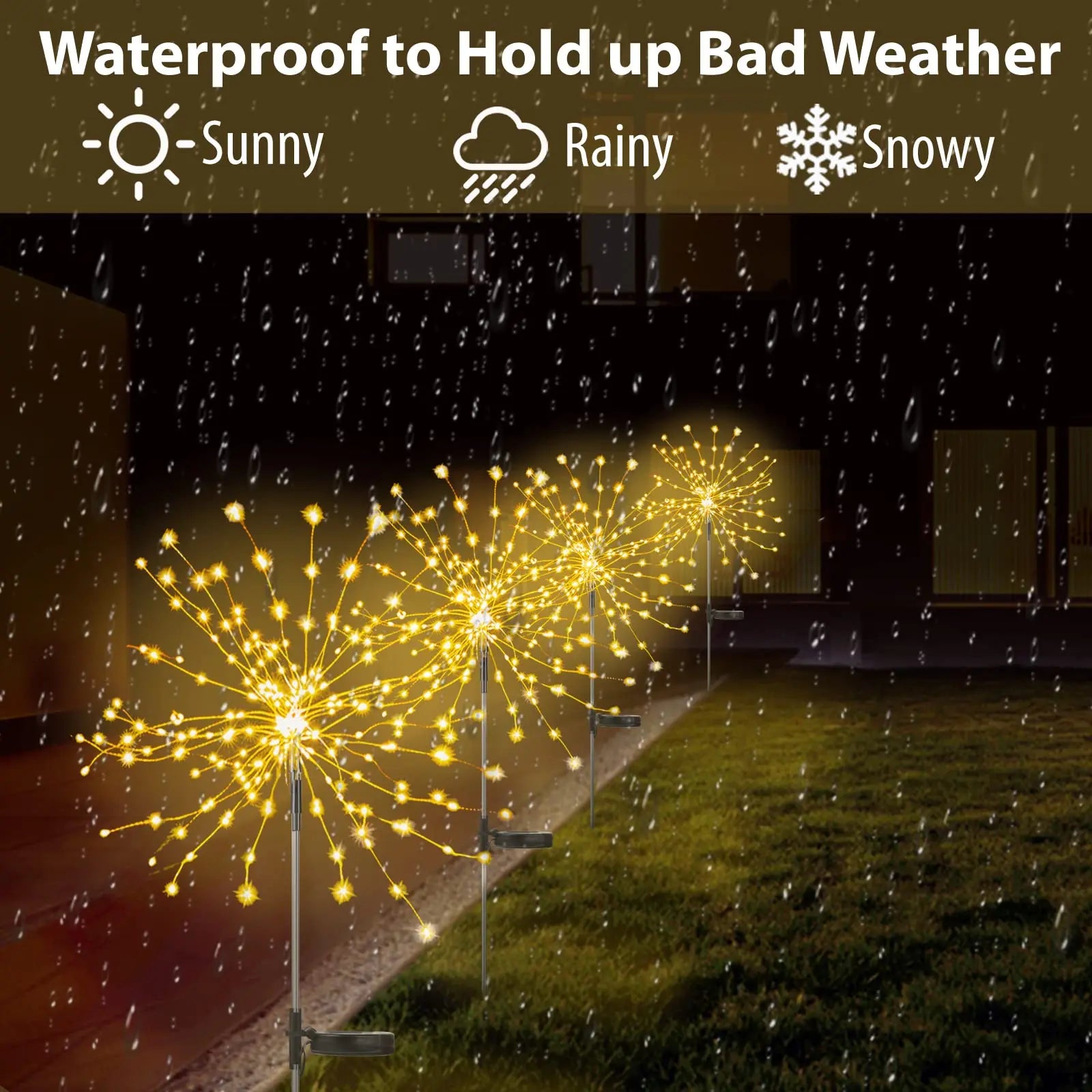 1~4PCS LED Solar Power Firework Lights Garden Decoration Fairy Lamp Waterproof Outdoor Dandelion Lawn Light Patio Garden Decor Oasis Select