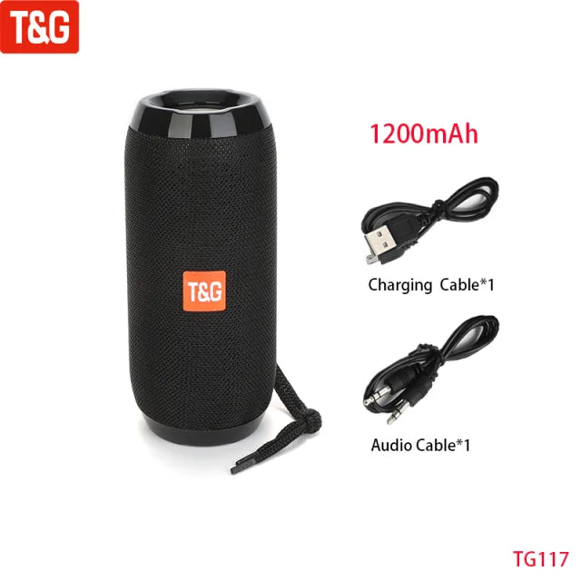 T&G Portable Bluetooth 5.3 Speaker | FM Radio, TWS, IPX5