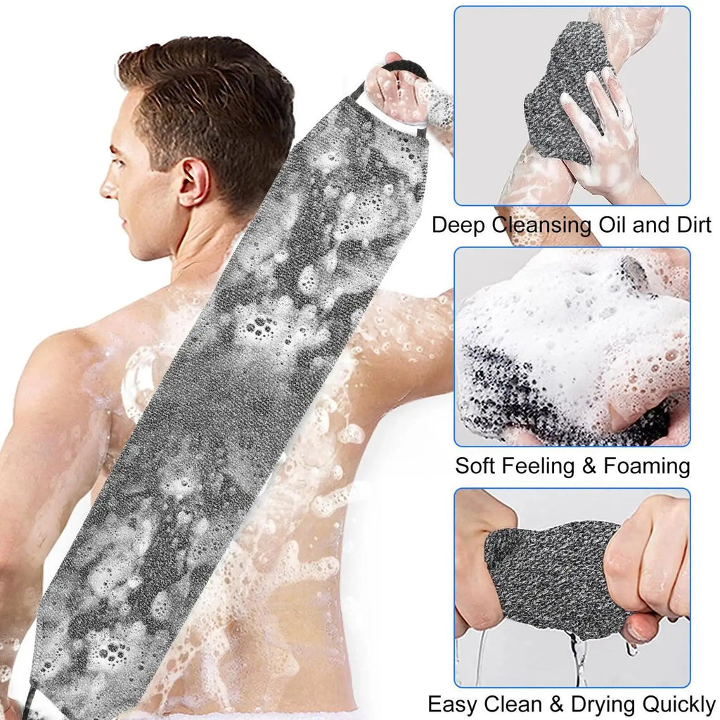 Scrub Towels Deep Cleansing Exfoliating Bath Towel - Long Handle Back Scrubber Body Washcloth for Shower Reusable Scrub Brush Oasis Select