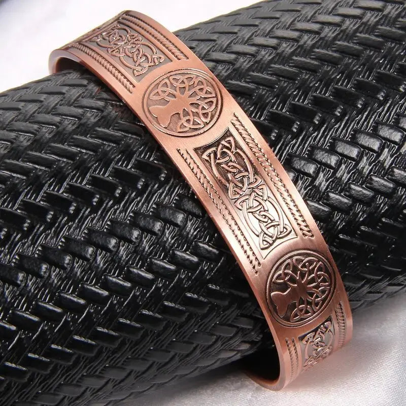 Hot selling magnet retro bracelet with life tree pattern arrangement, magnetic men's antique copper bracelet Oasis Select
