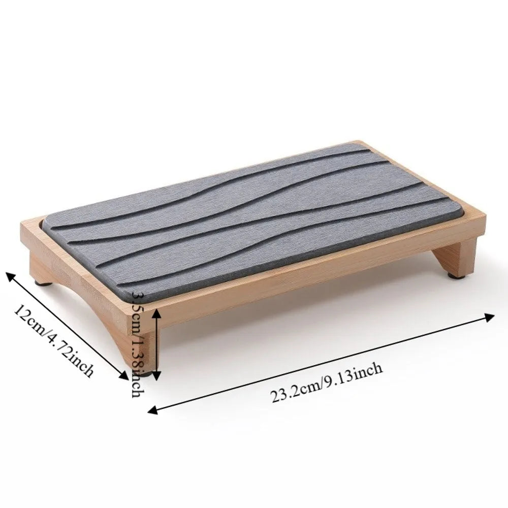 Diatomaceous Earth Drain Mat | Quick-Dry Stone Tray & Bamboo Rack