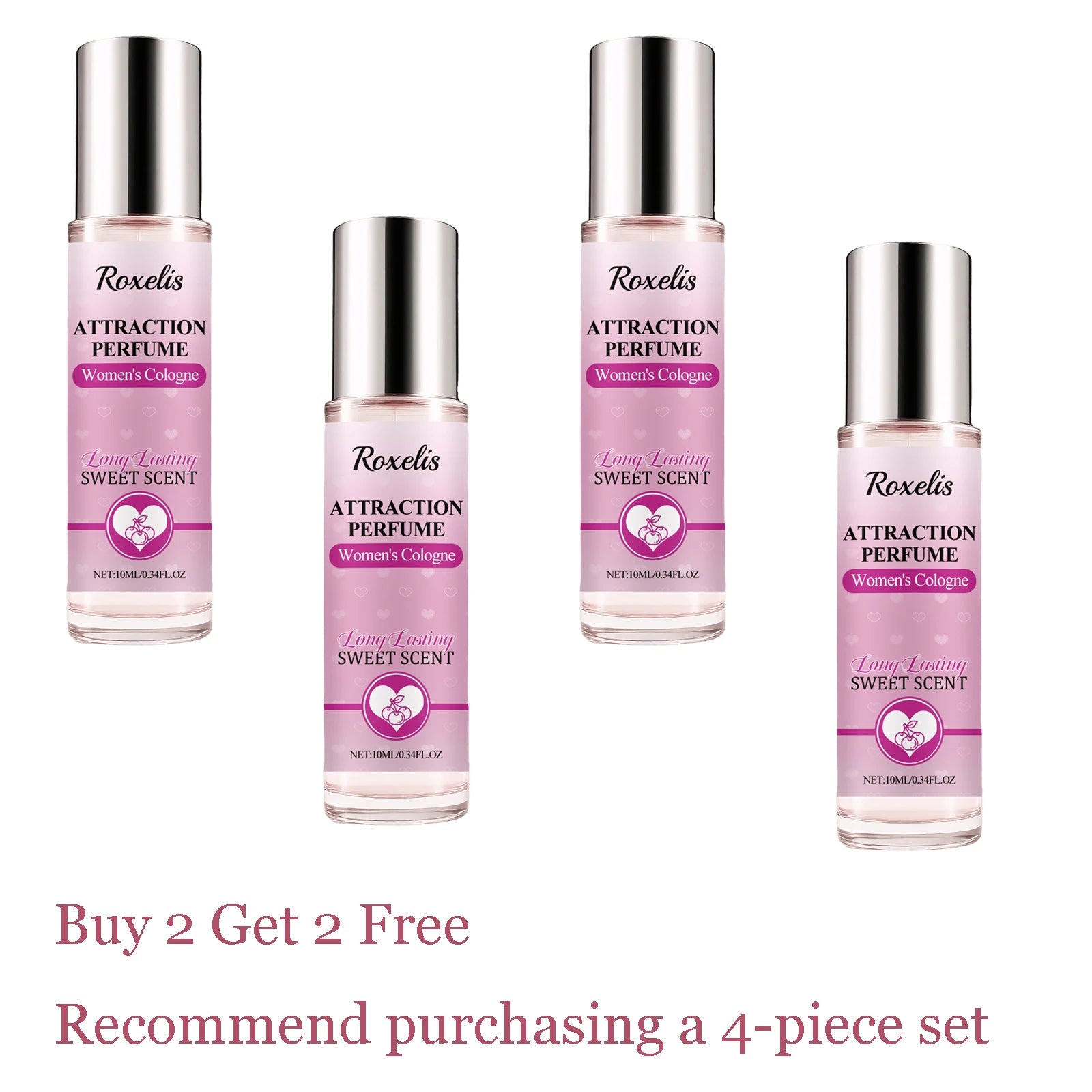 10ML Unisex Sweet Cheery Cologne Roller Long Lasting Natural Fragrance Fruity Scent Improve Self Confidence Portable Perfume Oasis Select 4 pcs United States