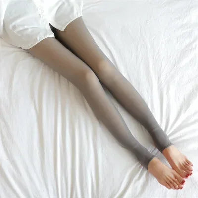 Warm Thick Thermal Tights Stockings Women Winter Sexy Translucent Pantyhose Leggings Female High Waist Elastic Slim Pantyhose Oasis Select Gray half foot 220g thin fleece