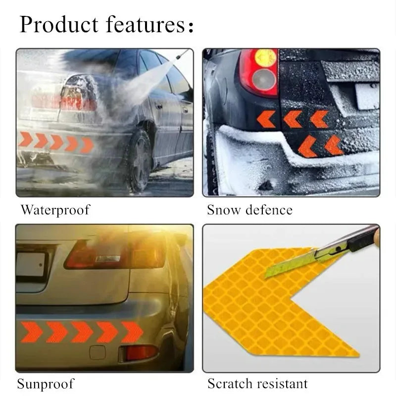 1/2/3set Car Bumper Reflective Safety Strip Stickers Car Arrow Reflective Sticker Reflective Warning Safety Tape Oasis Select